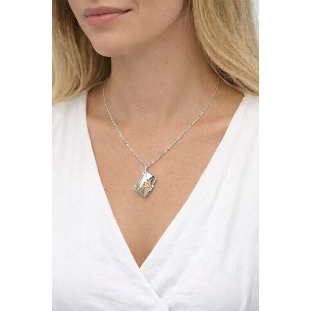 Danbury Mint My Love Valentine Sterling Silver Locket Necklace Diamond Chip 17" - Picture 2 of 8